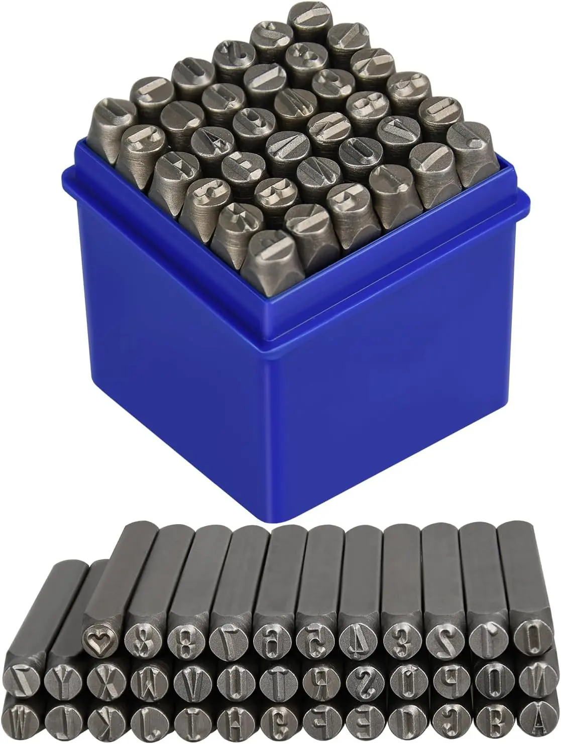 Metal Stamping Kit, 6mm Number and Letter Stamp Set, Include Artistic Font Uppercase, Number Punch and Heart Design Stamp