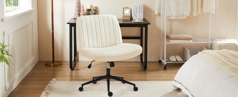 Criss Cross Chair with Wheels  - Armless Desk Chair Cross Legged Office Chair Height Adjustable Wide Swivel Home Office Desk Chairs