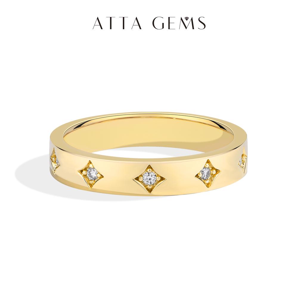 ATTAGEMS D VVS1 Color Round Cut 1.4MM Synthetic Moissanite Ring for Women Men Unisex 925 Sterling Silver Classic Solitaire Eternity Full Band for Engagement New Jewelry R295