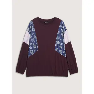 【 Comfy Chic】Bloomchic Floral Print Contrast Relaxed-Fit Sweatshirt