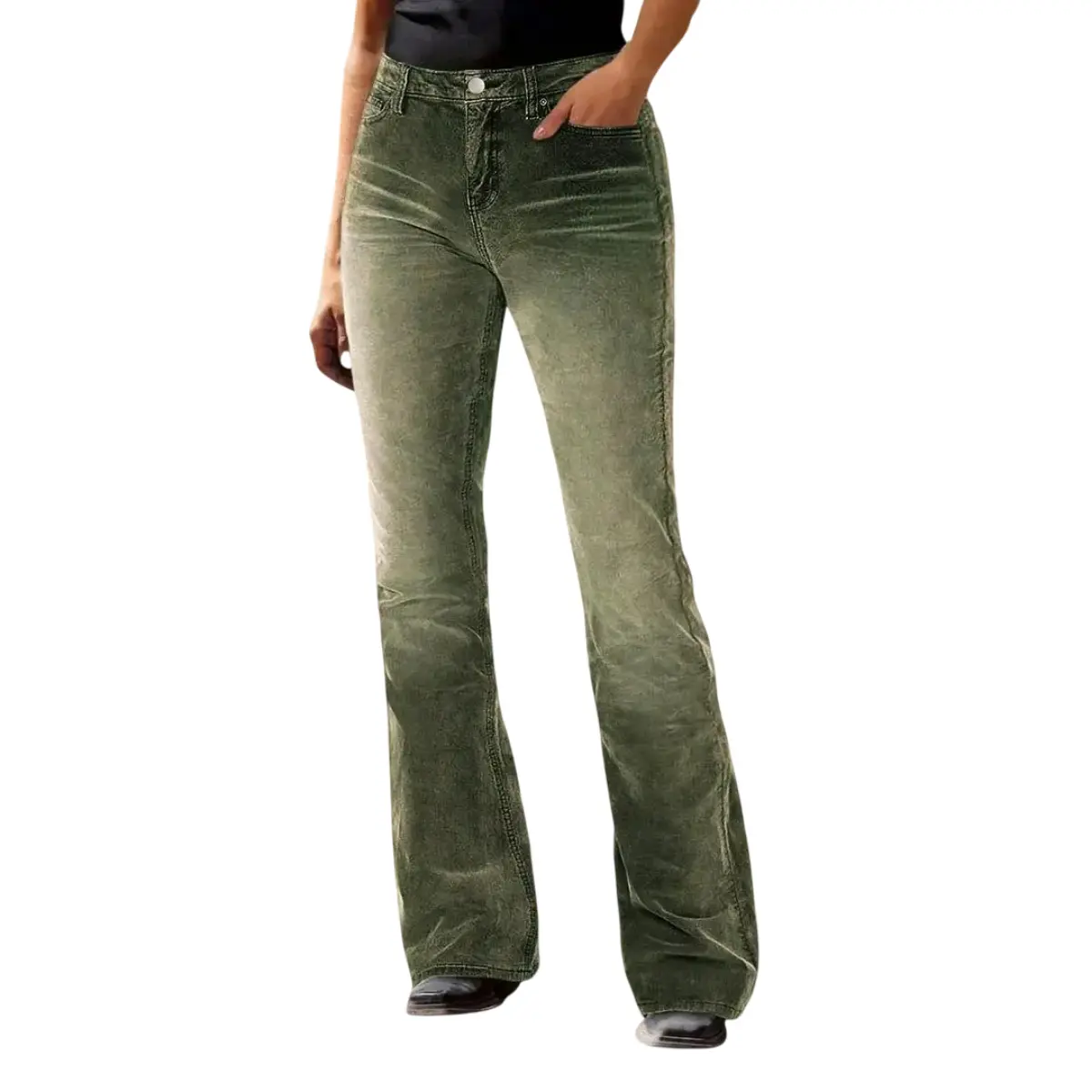 Flamingals Stitch Detail Mid Waist Bootcut Pants Versatile for Everyday Wear