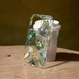 Abstract Green Frog Smartphone Case, Comfortable Grip, Full Protection Shockproof Cover, Cellphone Protector, Compatible with iPhone 17 Air/16 Plus/15 Pro Max/14 Pro/13/12/11, Includes Screen Protector, Gift for Family/Friends, Protective Accessory, QNK56