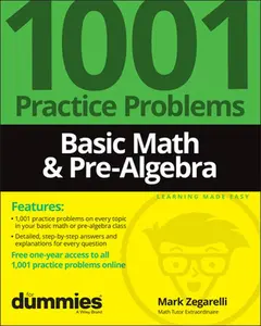 USED-Basic Math & Pre-Algebra: 1001 Practice Problems for Dummies (+ Free Online Practice) by Zegarelli, Mark (Paperback)