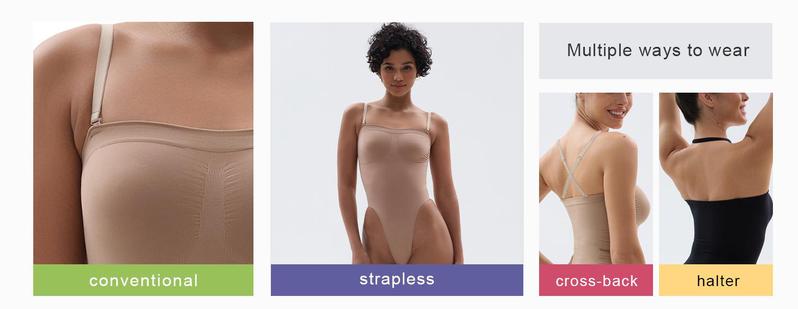 SHAPERX Strapless Bodysuit Tummy Control Shapewear Seamless Women Thong/ Shorts Style Ultra Stretch Fabric Breathable Mesh Design Comfortable Fit SHAPERX Strapless Bodysuit Tummy Control Shapewear Seamless Women Thong/ Shorts Style Ultra Stretch Fabric Breathable Mesh Design Comfortable Fit