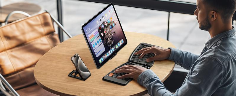 ProtoArc Ergonomic Foldable Keyboard, XK03 Split Folding Travel Bluetooth Keyboard, Ultra Slim, Portable for iPad, iPhone, Tablet, Laptop, PC