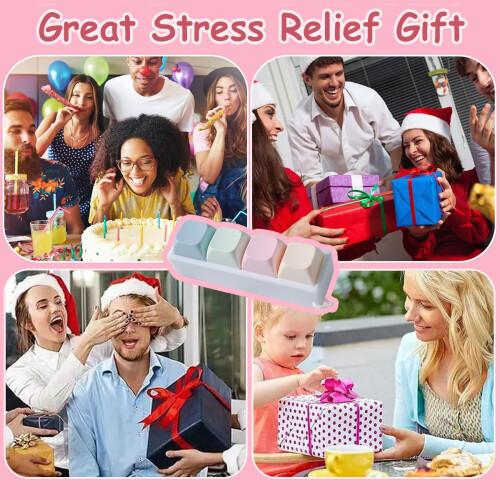 4 Keyboard Fidget Toy, 4-in-1 Keyboard Button Clicker Keychain Office Fidget Toys for Desk, Decompression Clicker Keyboard Fidget for Adults Stress Relief Pass Time