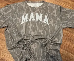 Mossy Oak Shirt, Mama Camo Graphic Tee, Unisex Outdoor Tee in Bottomland Camo for All Day, Womenswear Menswear Top