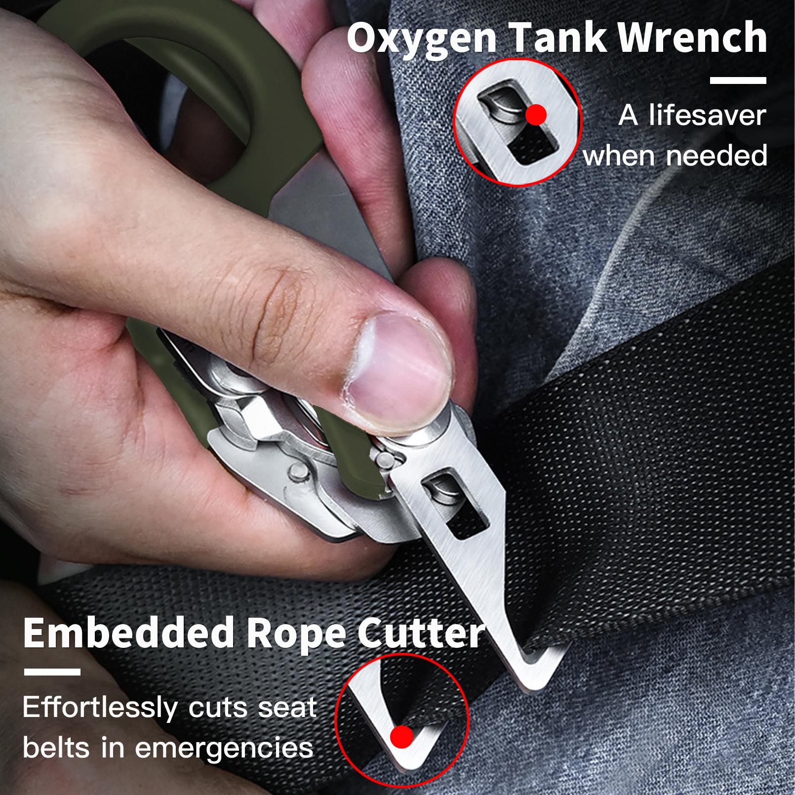 8in1 Outdoor Tactical Scissors, 2025 Upgraded EDC Multifunctional Folding Scissors, Medical Emergency Multipurpose Scissors for Outdoor Camping Hiking Home, Hand Tool, Army Green, Christmas Gift