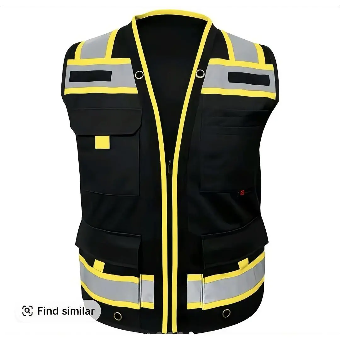 Superintendent Vest High Visibility Reflective Safety Mesh with Zipper Multi Pockets American Size
