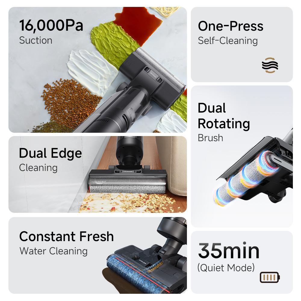 DREAME G10 Pro Elite Wet Dry Vacuum Cleaner, Cordless Vacuum Mop All in One with Auto Self-Cleaning, Up to 30 Mins Runtime, Cordless Floor Cleaner Machine for Hard Floors, Edge Cleaning Wet Dry Vacuum
