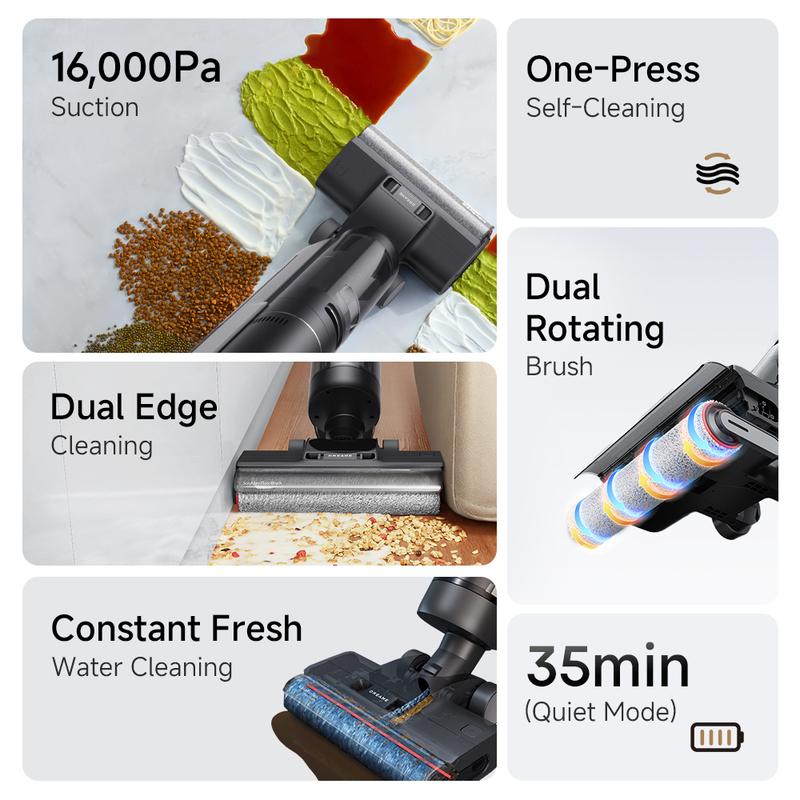 DREAME G10 Wet Dry Vacuum Cleaner, Cordless Vacuum Mop All in One with Auto Self-Cleaning, Up to 30 Mins Runtime, Cordless Floor Cleaner Machine for Hard Floors, Edge Cleaning Wet Dry Vacuum