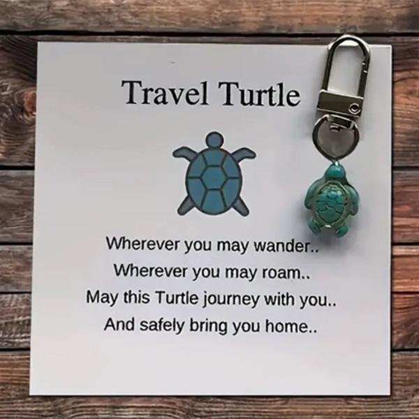 Turquoise Sea Turtle Keychain – Cute Animal Key Ring with Lobster Clasp, Ocean Marine Life Charm for Bags, Keys, Gifts, Car Accessories for Women and Kids