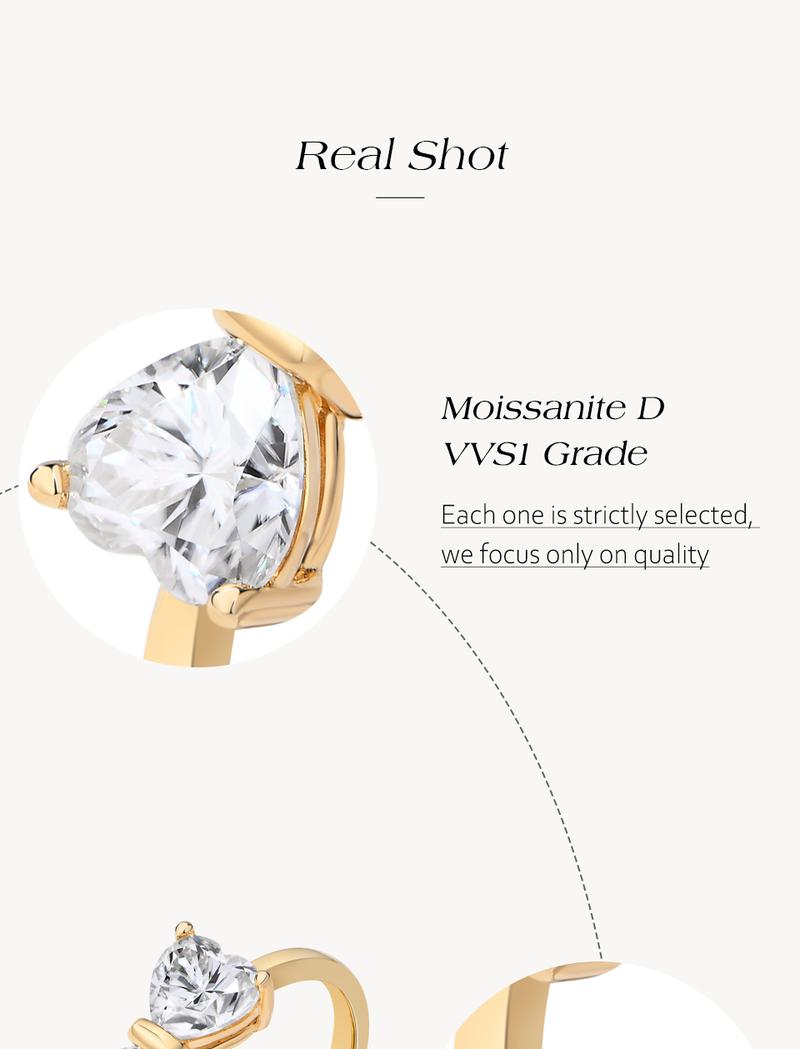 ATTA GEMS Classic D VVS1 Color Heart Cut 1.6CT Synthetic Moissanite Ring for Women Adult 925 Sterling Silver Rings Engagement Wedding Jewelry Gift R265