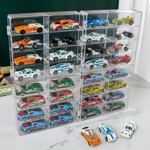Acrylic Car Display Box 1:64 For Kids Toys Car Model Toy 8 Grid Cabinet Rack Dustproof Stackable Car Storage Boxes Transparent