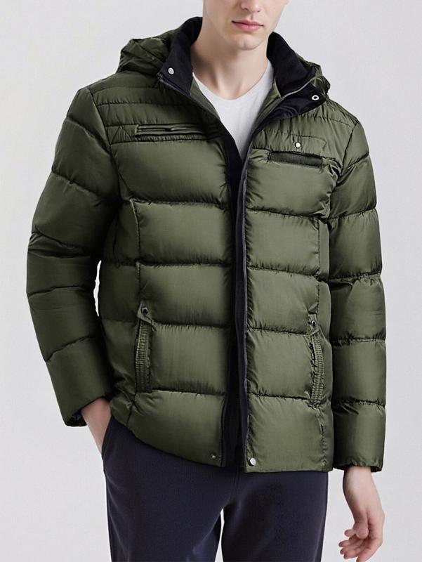 Men's Winter Long Cotton-Padded Fleece Hoodie – Warm Thick Cotton Jacket with Removable Hood and Zipper Front Closure; Perfect for Various Occasions Such as Hiking Trips and Daily Commutes; A Must-Have Versatile Piece for Men's Wardrobes