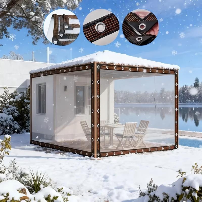 Heavy-Duty Clear PE Waterproof Tarp Transparent Poly Tarpaulin with Reinforced Metal Grommets, UV Resistant Mildew Proof Snowproof for Greenhouse Garden Patio Porch Terrace Car Cover Canopies Outdoor Camping Plant Protection