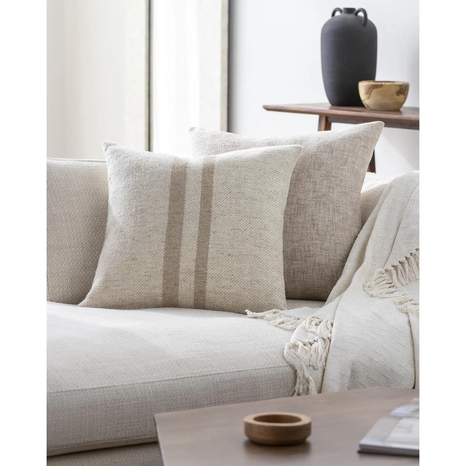 Livabliss Becki Owens x Brett Modern Striped Square Soft Cushion, Modern Design Home Decor Accent Pillow, Lead-Free, Formaldehyde(Gas)-Free for Sofas