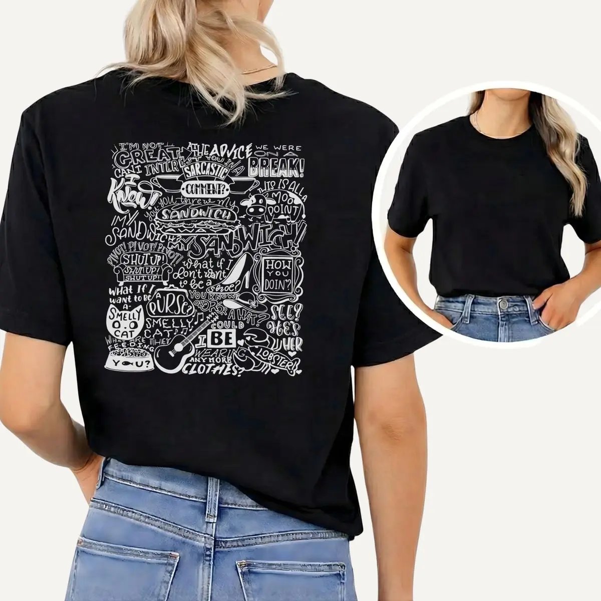 Friends Shirt, How You Doin And Pivot Quotes, Friend Birthday Gift, 90s Sitcom Merch, Retro Tv Show Collage, Nostalgic Gift For Her, Unisex Short Sleeve Tee
