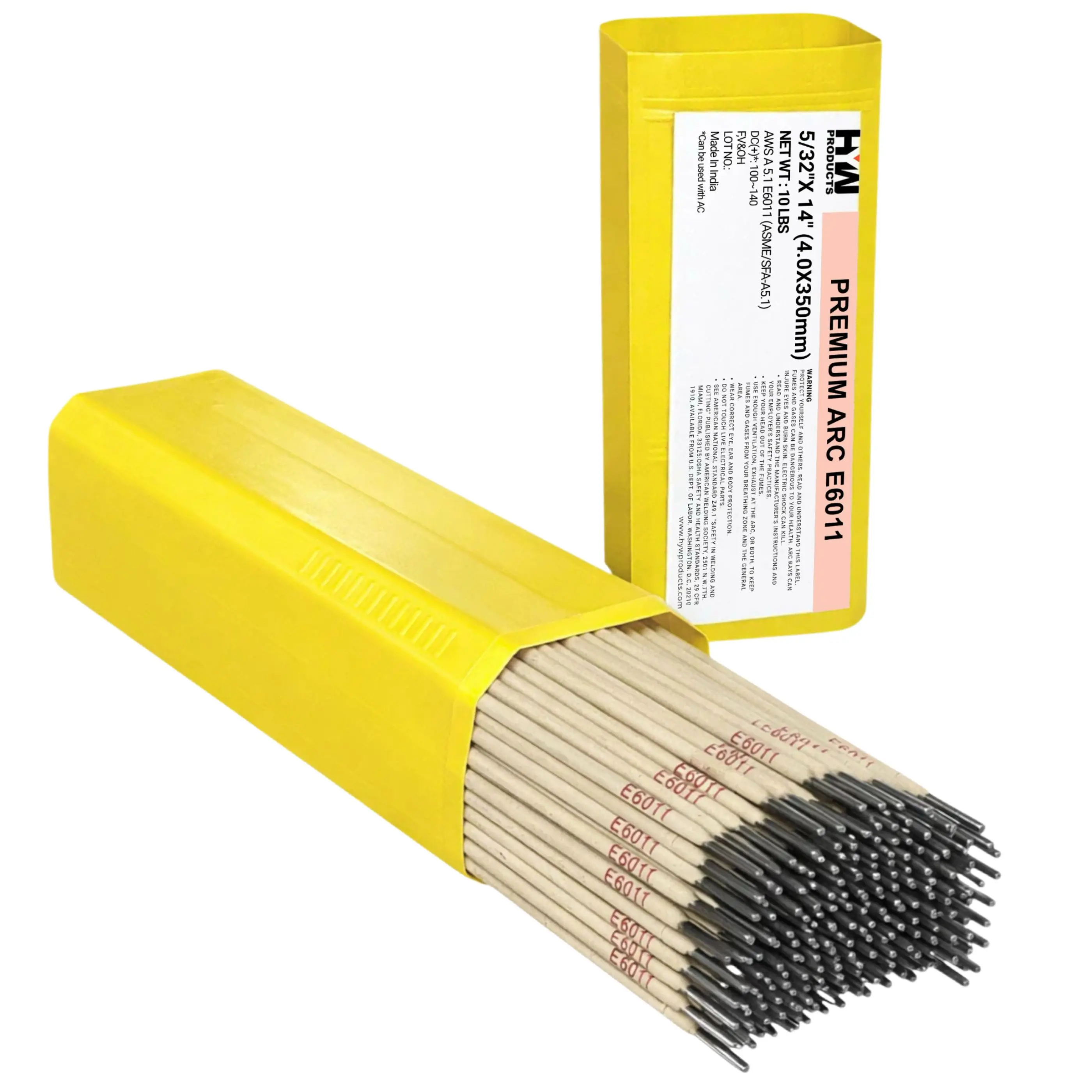 E6011 5/32in Premium Arc Stick Electrodes 14in Welding Rods 10-Pound Box, Meets X-Ray Standards, for Shipbuilding and Steel Repair
