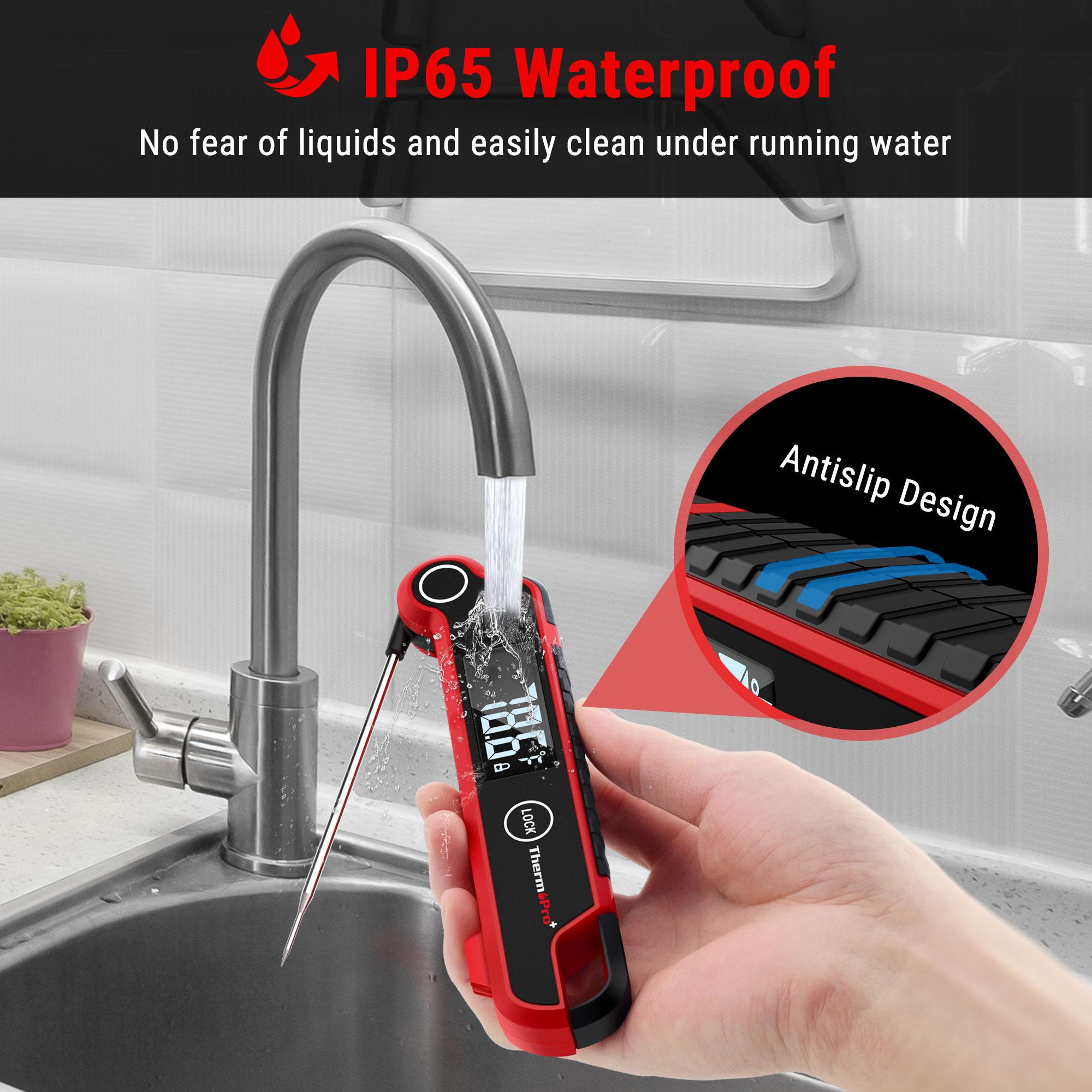 [BBQ Season]ThermoPro 1-S Read Digital Meat Thermometer, Auto-Rotating Display, Waterproof for Cooking, BBQ, Grill, Kitchen Measuring Utensils Black  Modern Kitchenware Compact