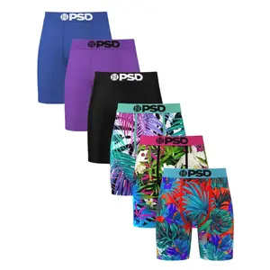 PSD Mens Tropics Boxer Brief 6 Pack - Standard Length 7 Inch Inseam, Soft and Breathable Poly Blend Fabric PSD Mens Tropics Boxer Brief 6 Pack - Standard Length 7 Inch Inseam, Soft and Breathable Poly Blend Fabric