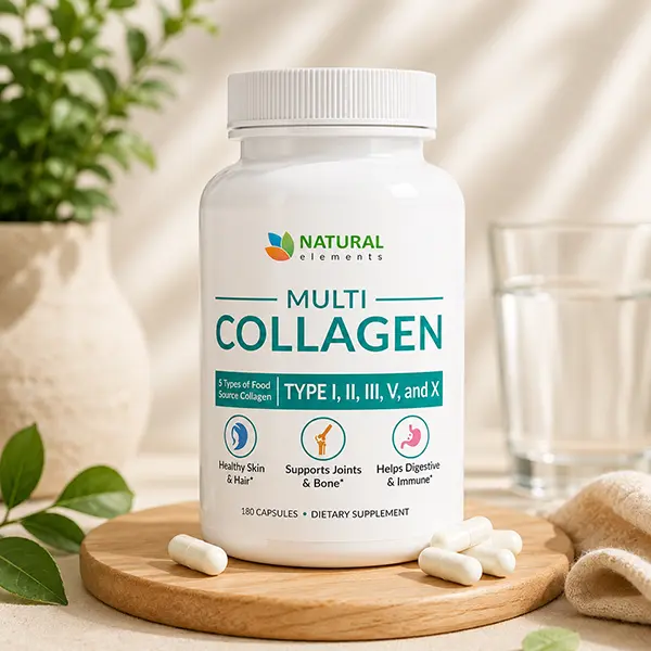 Multi Collagen Capsules, 2025mg per Serving, Hydrolyzed Collagen Types I, II, III, V & X, Grass-Fed Beef, Wild Fish, Chicken & Eggshell Blend, Supports Healthy Skin, Hair, Nails, Bones & Joints, 180 Capsules