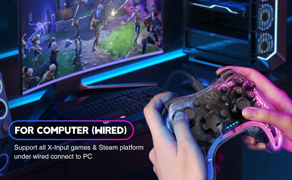 Wireless Switch Controller for Switch/Lite/OLED/PC,Wireless Switch Pro Controllers with RGB Light, Programmable, TURBO & Wakeup