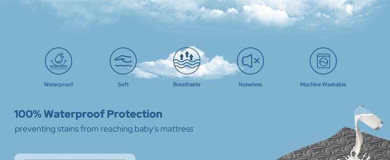 【BEDLORE】Waterproof Crib Mattress Protector 2-Pack, Soft & Breathable Crib Mattress Pad, Noiseless & Machine Washable Toddler Mattress Cover for Standard Baby Crib (52" x 28")