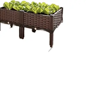 Multi-functional Elevated Planters Upgraded Heightened Vegetable Planter With Drainage System, Ideal For Vegetables Herbs And Flowers Durable Plastic Planter Flower Box For Patio, Garden Terrace Rectangular Garden Bed Set