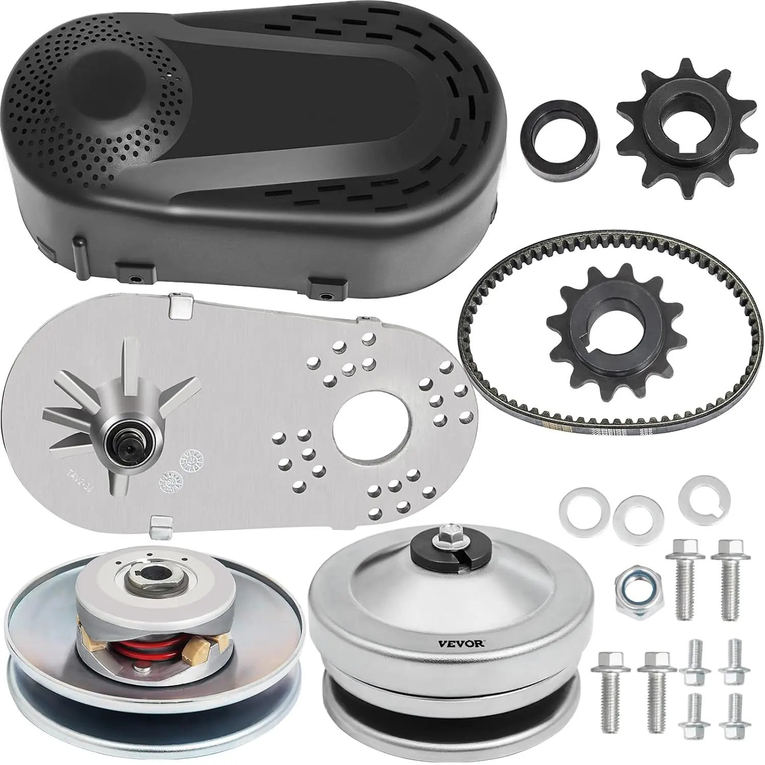 Spring New Arrivals Asymmetric Torque Converter CVT Replacement Set, 4-8 HP, 3/4" Shaft, 30 Series TAV2 30-75 218353A, 10T #40-41 Chain, 12T #35 Chain, 212CC Small Engine Drive Belt for Go-Kart & Mini Bike (Manco Compatible, High-Speed Conversion)