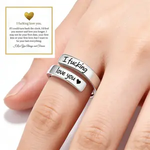 Twisted Letter I Love U Ring Adjustable Open Personalized Anniversary Gift Jewelry