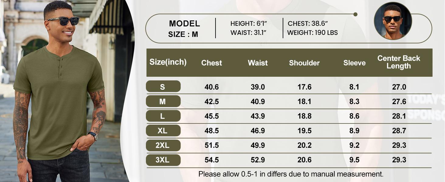 COOFANDY Men's Henley Shirts Cotton Short Sleeve Casual T-Shirt Button Henley Basic Tee