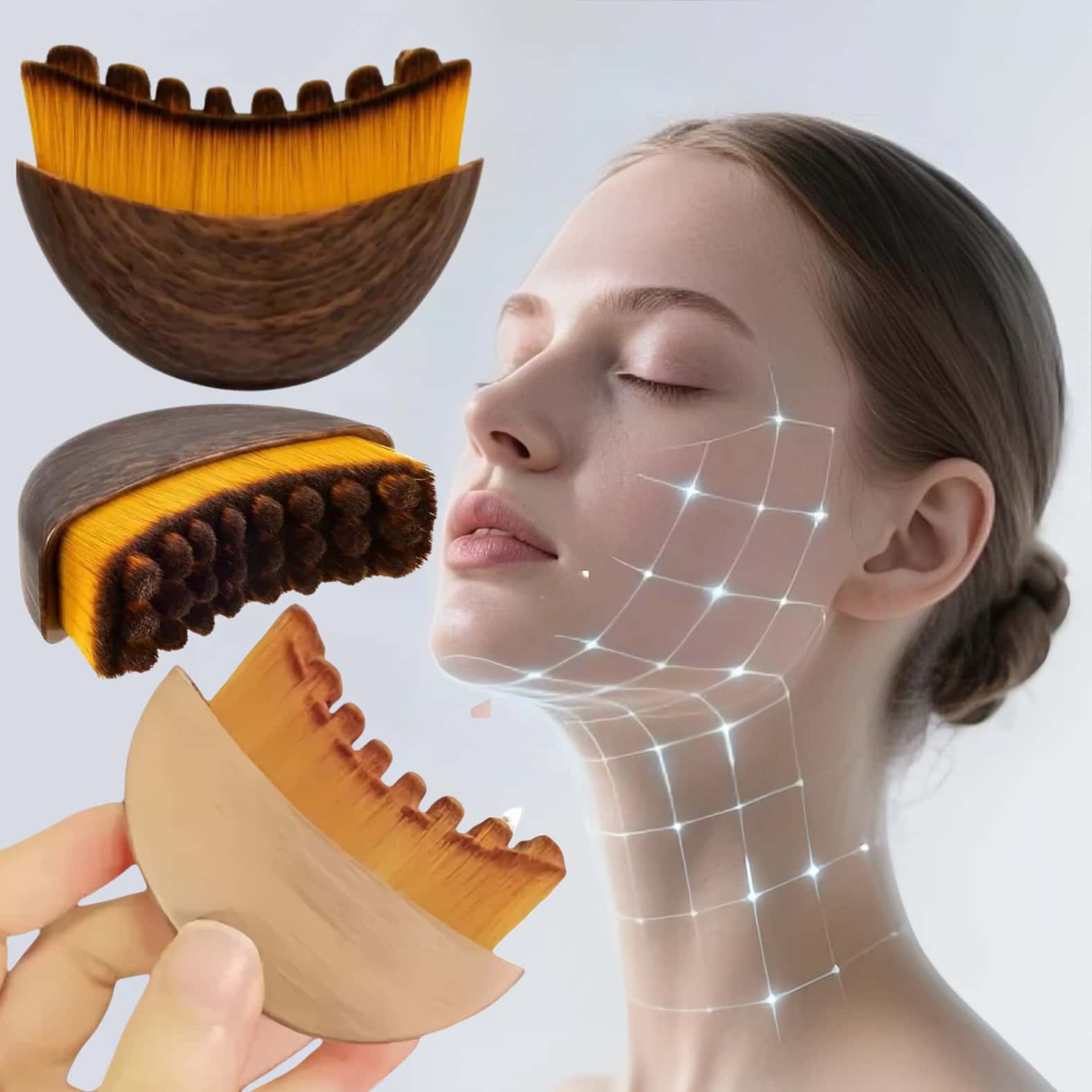 Lymphatic Contour Face Brush for Jawline & Chin Sculpting - Dry Brushing Massager for Lymphatic Drainage & Facial Fatigue Relief, Eronomically Designed to Fit The Skin Precisely (1PCS) Beauty Roller Daily-MM