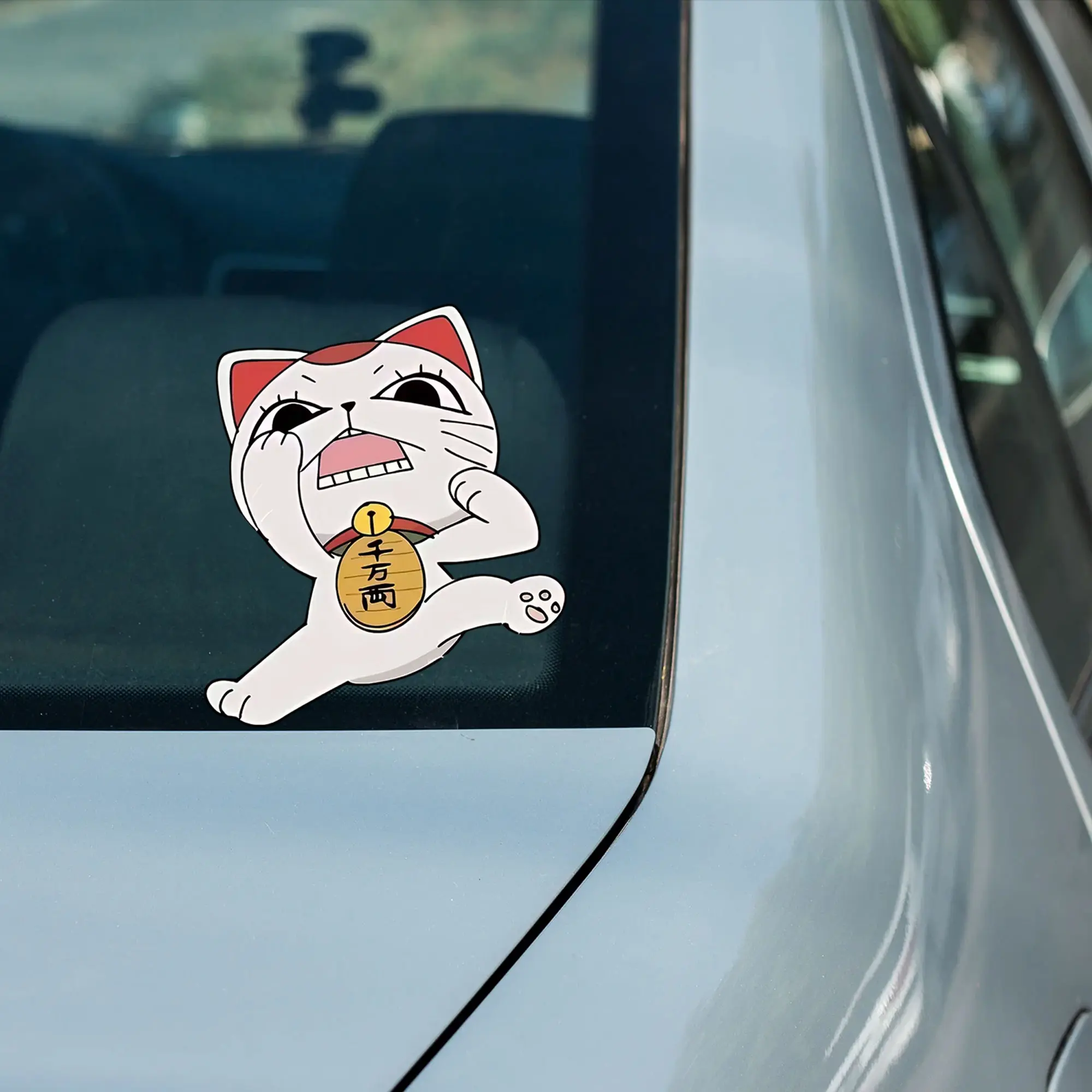 Maneki Neko Lucky Cat Vinyl Sticker, Japanese Fortune Cat Decal, Cute Kawaii Sticker, Laptop Waterbottle Car Decor