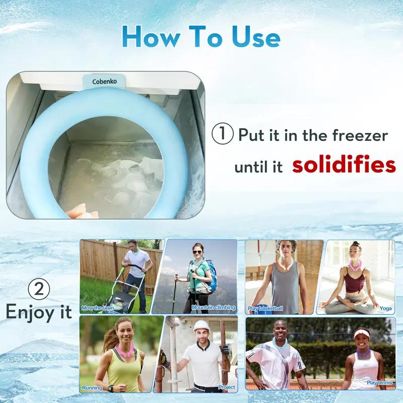 Reusable PCM Material Summer Cooling Neck Ring with Portable Cotton Thermal Bag - Hands-Free Ice Pack for Outdoor Activities, Sporting Events (Up to 5 Hours Cooling Sensation)
