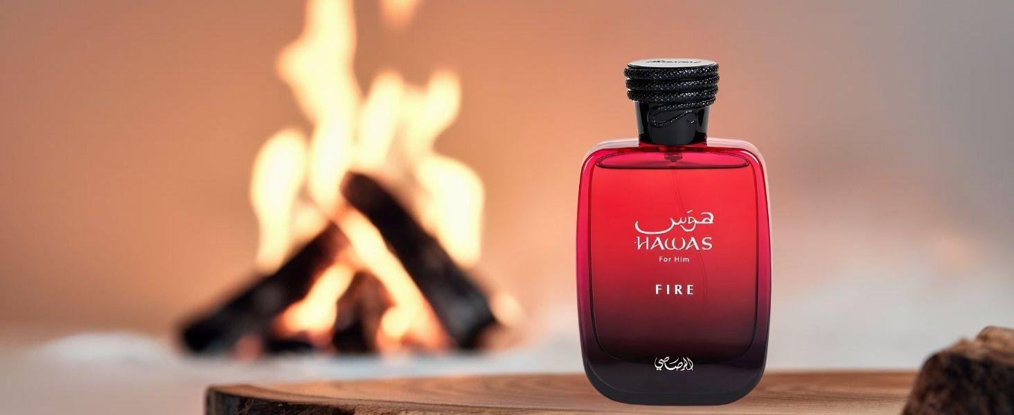 RASASI Hawas Fire Eau De Parfum Men Spray 100ML - Bold Arabian Perfume with Fiery Essence for Men, Long Lasting and Captivating Masculine Elegance