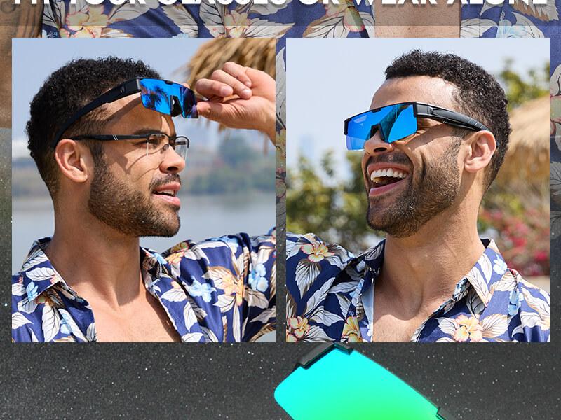 Meeloog Polarized Fit Over Glasses Sunglasses for Men Women, UV Protection Sports Wrap Around for Driving Cycling Fishing ST0075