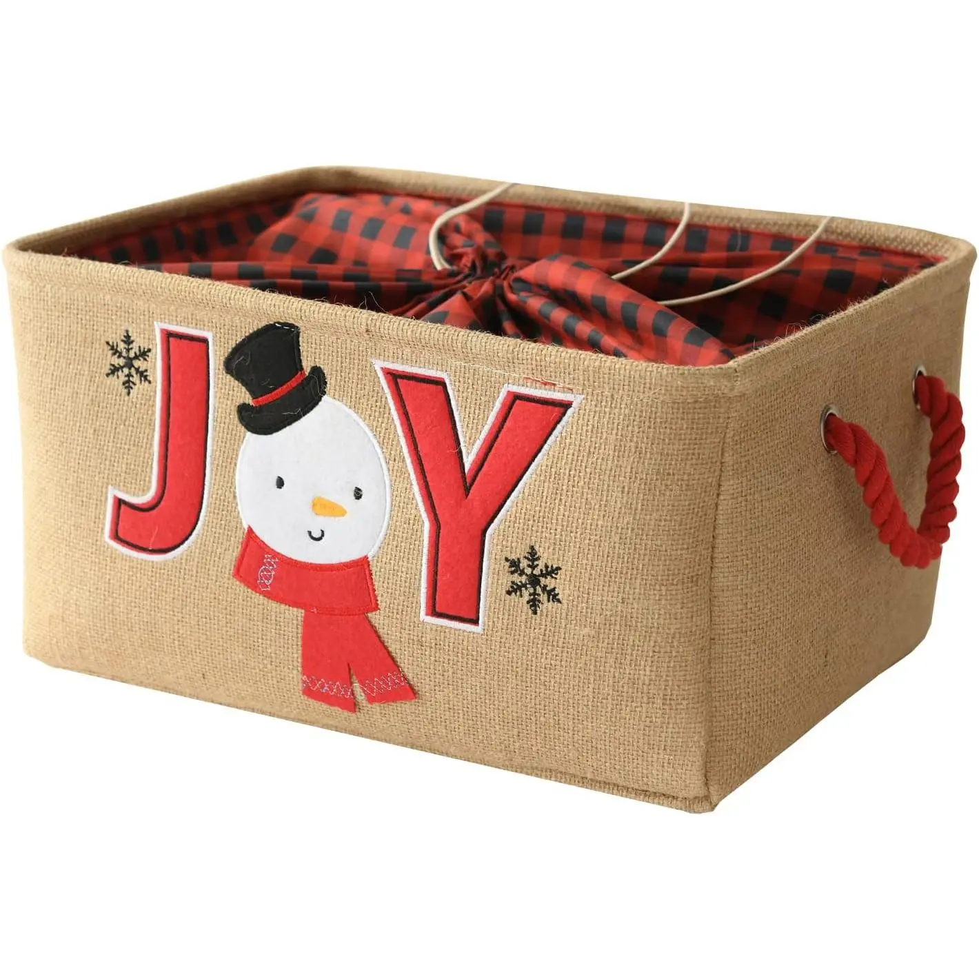 Basket Empty Large Christmas Basket Christmas Empty Christmas  Baskets with Handles Collapsible Christmas Storage, Holiday  for Kidsroom  Play Room (Large, Joy)