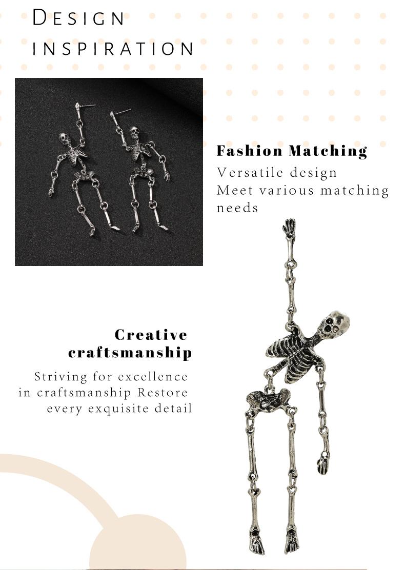 GGIRL Halloween Skull Earrings Jointed Skeleton Dangle Earrings Long Spooky Dangle Drop Skull Pendant Earrings Halloween Jewelry for Girls Women Party Gift Fashion Jewelry Gift for Holiday Haul Christmas Birthdays Anniversaries