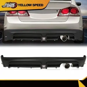 Fit For 06-11 Honda Civic Rear Bumper Spoiler W/LED 3RD Brake Light +Muffler Tip
