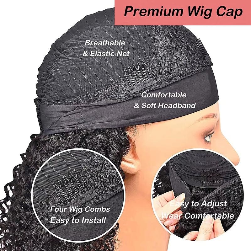 Kinky Curly Headband Wig Human Hair Curly Wigs Real Human Hair Glueless Ready and Go Beginner Friendly 180% Density Elastic Drawstring Headband Wigs for Women
