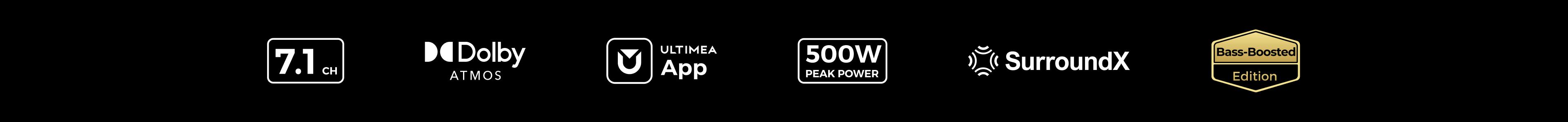 ULTIMEA Poseidon D80 BOOM Soundbar 7.1ch Dolby Atmos with Explosive Deep BASS Subwoofer, 4 Wired Surround Speakers, Subwoofer, HDMI eARC, Bluetooth & App Control – 2025 New Version Home Theater System for Powerful Surround Sound Experience, Black Friday