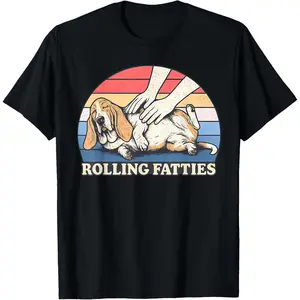 100% cotton Unisex Basset Hound Rolling Fatties Pun Joke Dog Lover T-Shirt