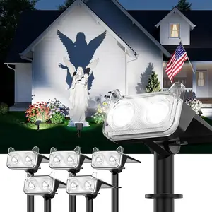 LETMY New Upgrade Solar Spot Lights Outdoor Waterproof with Bigger LED, 6 Pack Auto ON/Off Solar Lights Outdoor, 2-in-1 Wall Lights & 2 Modes Landscape Spotlights for Tree Yard Pathway Garden Decor