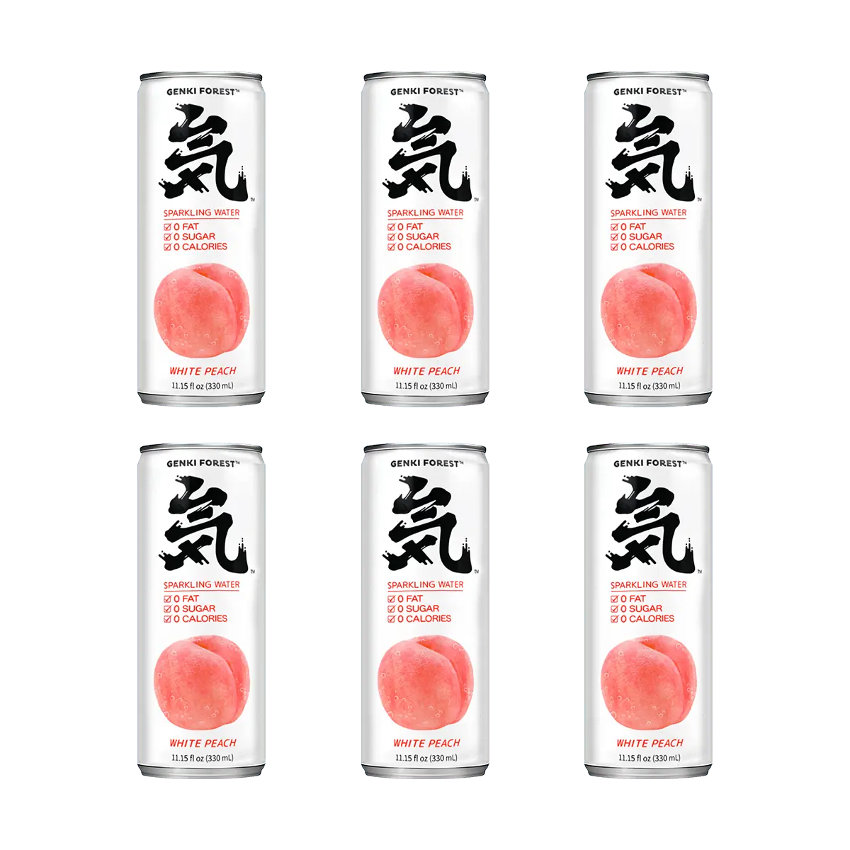 Chi Forest Peach Flavored Sparkling Water - 6 Cans, 330ml Each | Zero Sugar, Zero Fat, Zero Calorie - Refreshing Healthy Drink