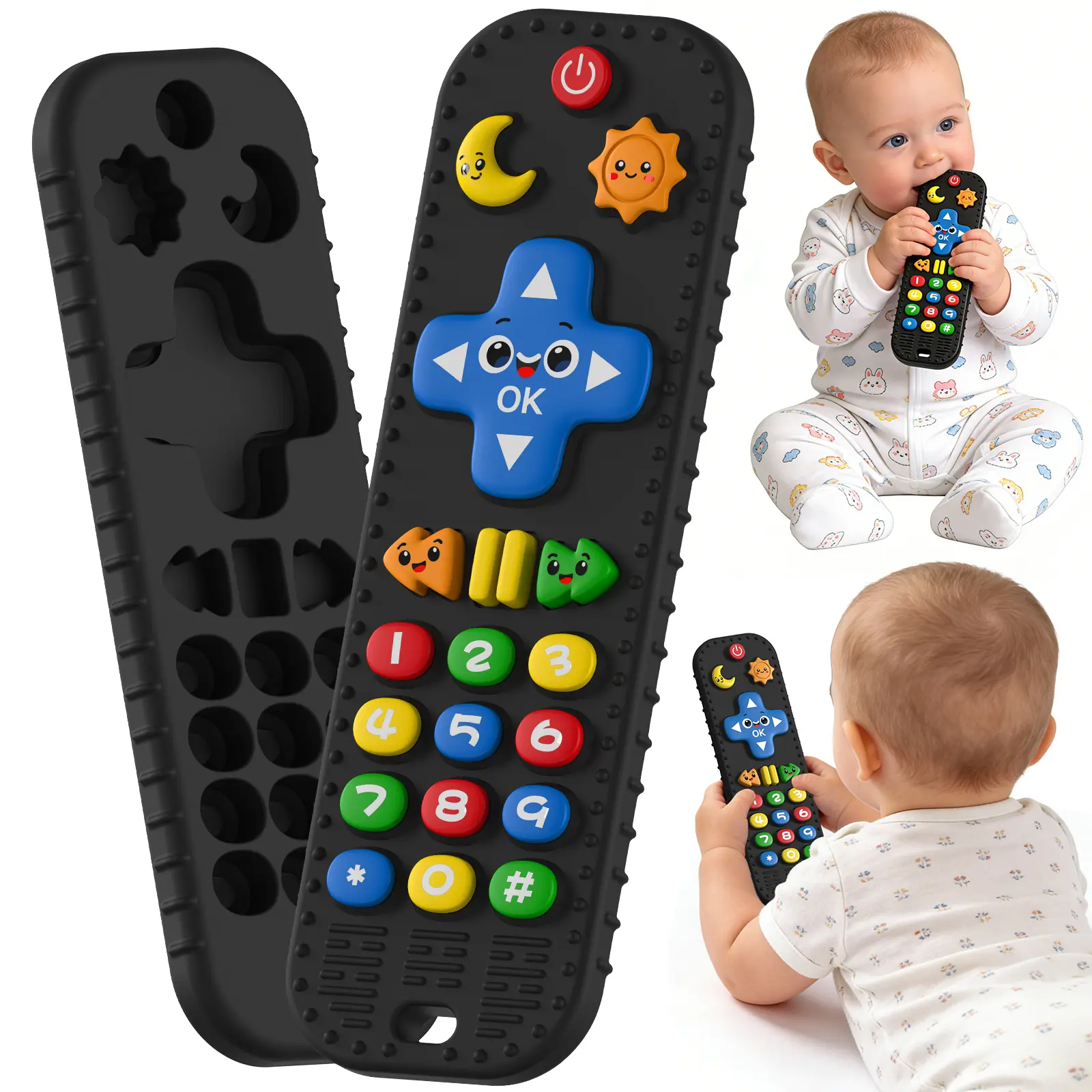 Baby Teething Toys Silicone Baby Remote Teether Over 3 Months - Baby Essentials Sensory Chew Toys - Baby Teether for Teething Relief - BPA Free Infant Toys Baby Shower Gifts
