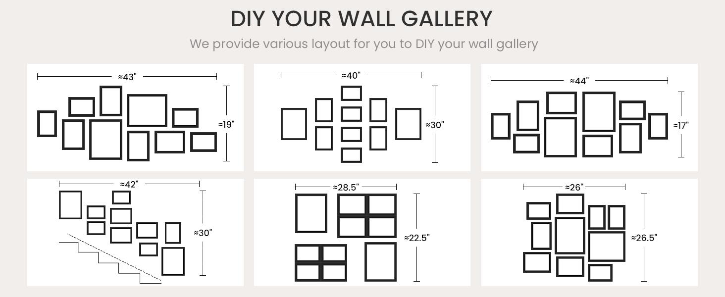 10 Pack Picture Frames Collage Wall Decor for Mounting or Tabletop Display, Photo Gallery Frame Set for Family, Multi Sizes Including 8x10, 5x7, 4x6, Black