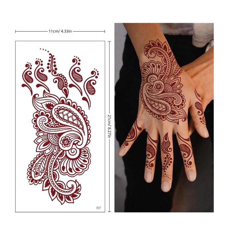 Brown Henna Tattoo Kit with Intricate Patterns Lace Fake Tattoos Semi Permanent Easy Application for Any Occasion
