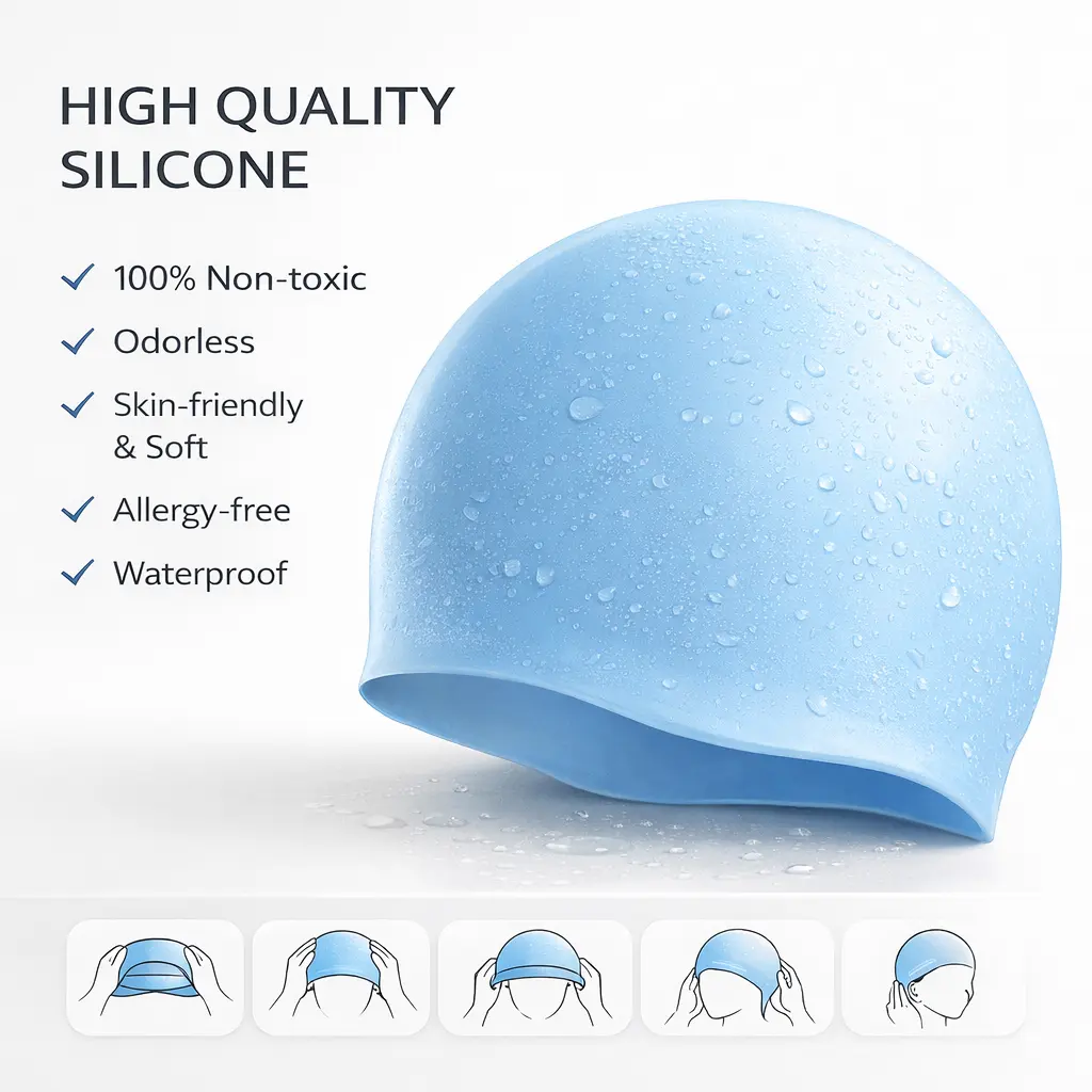 Silicone Swim Cap for Adults, Swim Cap for Women Men,Soft Stretchy Swimming Cap with Anti-Slip Interior Grip,Easy On and Off,Durable Pool Cap for Lap Swimming, Training,Beach.#DealsForYouDays