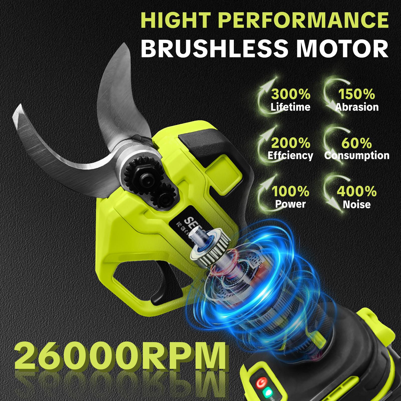 SEESE Electric Pruning Shears for Gardening: 1.25" Cutting Cordless Power Pruner, Brushless Motor, Dual21V Battery For Tree & FlowerTrimming SEESE Electric Pruning Shears for Gardening: 1.25" Cutting Cordless Power Pruner, Brushless Motor, Dual21V Battery For Tree & FlowerTrimming